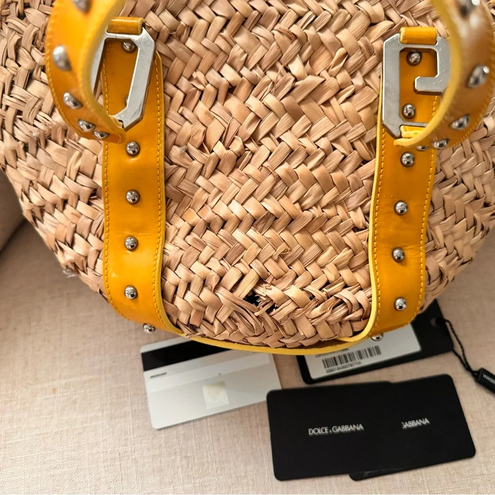 Dolce & Gabbana Woven Tote with Yellow Straps - Picture 8 of 15